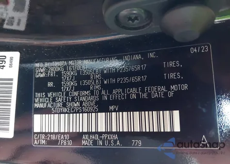 2023 Toyota Sienna Xle from USA, damaged, VIN 5TDYRKEC7PS160925